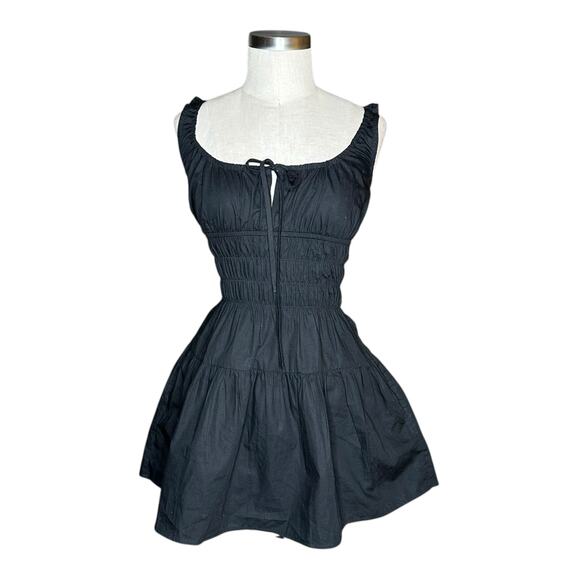 CIAO LUCIA Solid Black Gianluca Mini Dress LBD Cotton Women's Size XS NWT Short - Picture 2 of 9